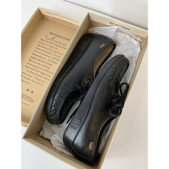 SAS Siesta Black Leather Lace-Up Loafers Size 8S USA EUC USA M10098 - Picture 12 of 12